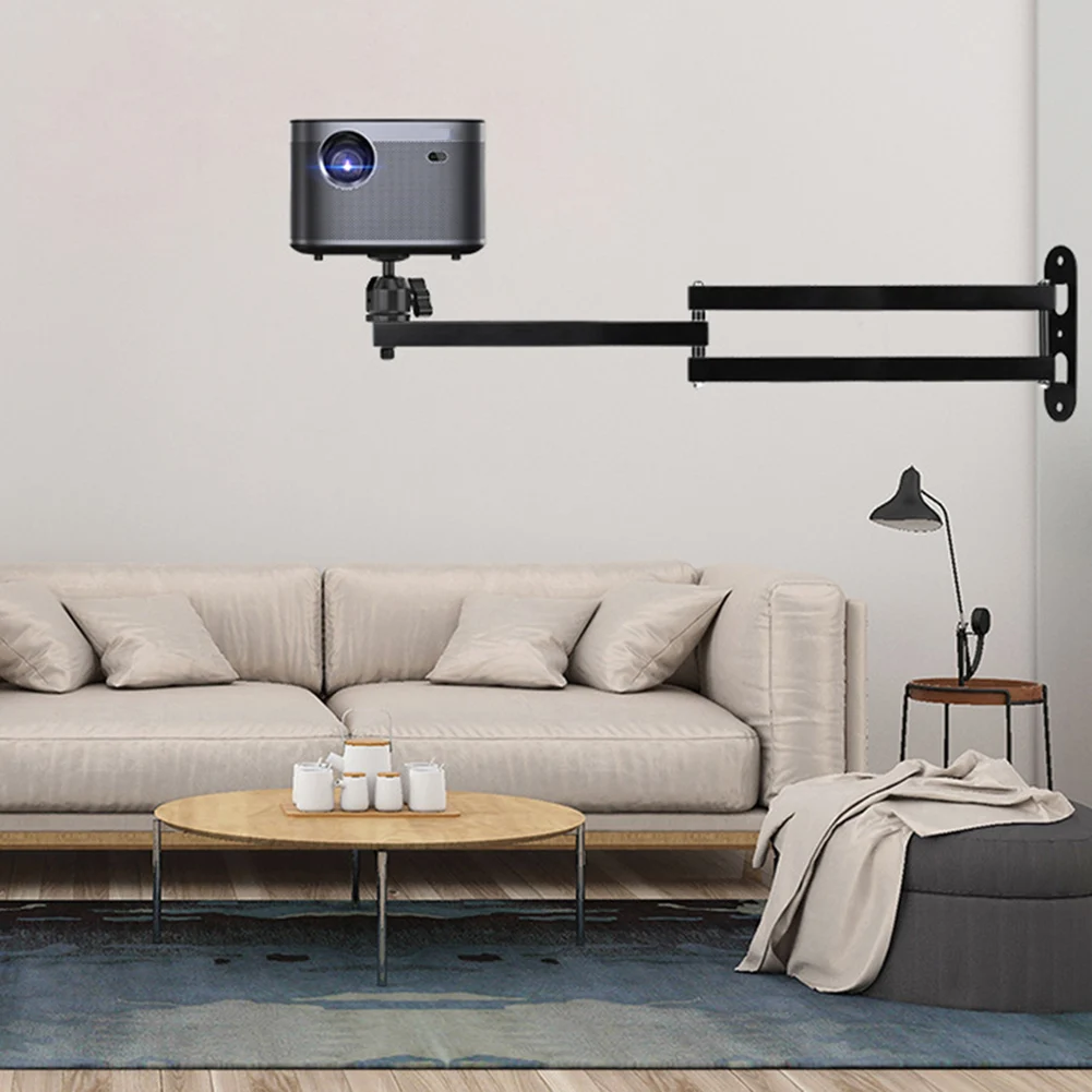 Foldable Projector Wall Mount Bracket 90° Tilt & 360° Rotation Any Setup Devices Holder For Home Bedside Hotel Office Stand