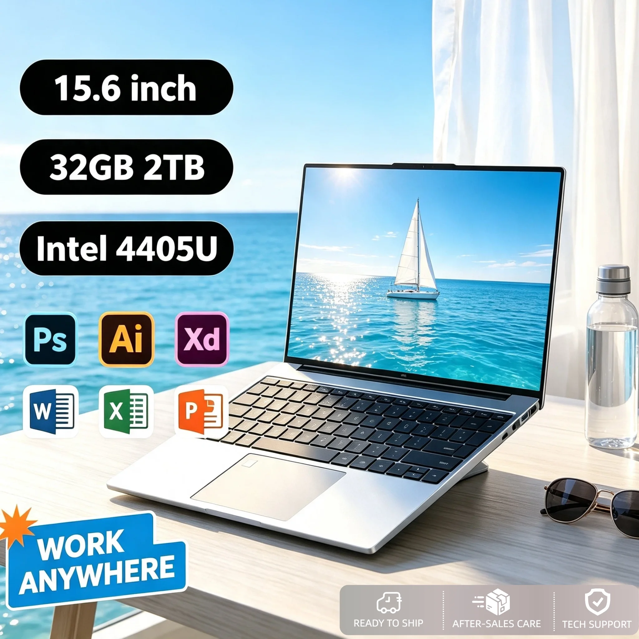 Intel Pentium 4405U 15.6 Inch Gaming Laptop 16GB RAM 2TB SSD Ultra Slim Notebook 1920x1080 Office Study PC Pro Max Speed