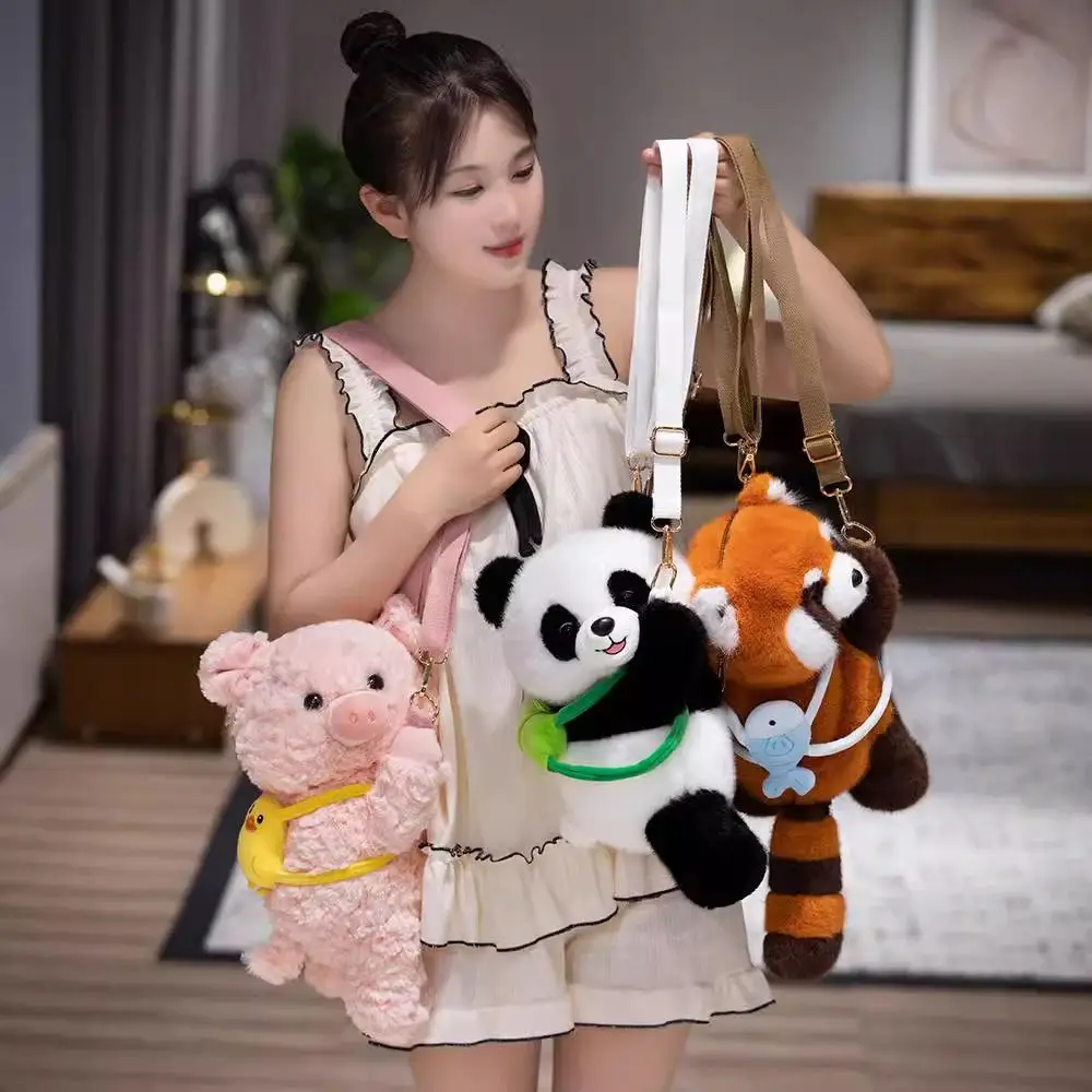 Casual Varken Pluche Panda Rugzak Hond Zachte Dieren Wasbeer Tas Kawaii Cartoon Dier Capibara Crossbody Tas Dierentuin Gift