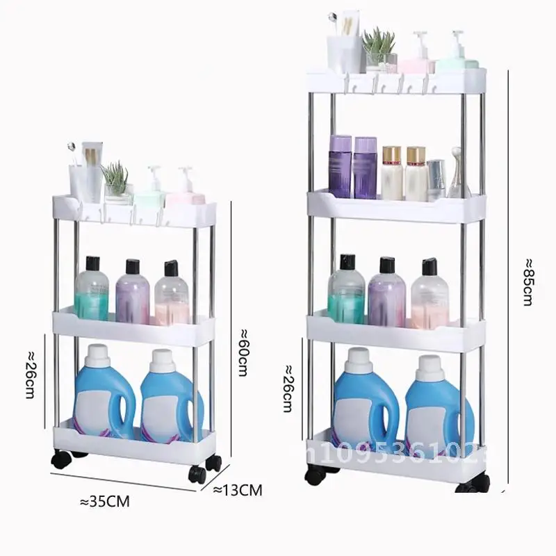 4 Layers Gap Storage Rack Large Capacity Multi-use Little Bedroom Wheels Trolley With Shelf Kitchen Bathroom Durable Cart Corner