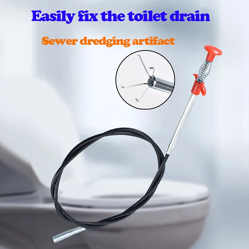 160cm Bendable Drain Clog Dredge Tools Water Sink Cleaning Hook Sewer Dredging Spring Pipe Unblocker Bathroom Hair Remover