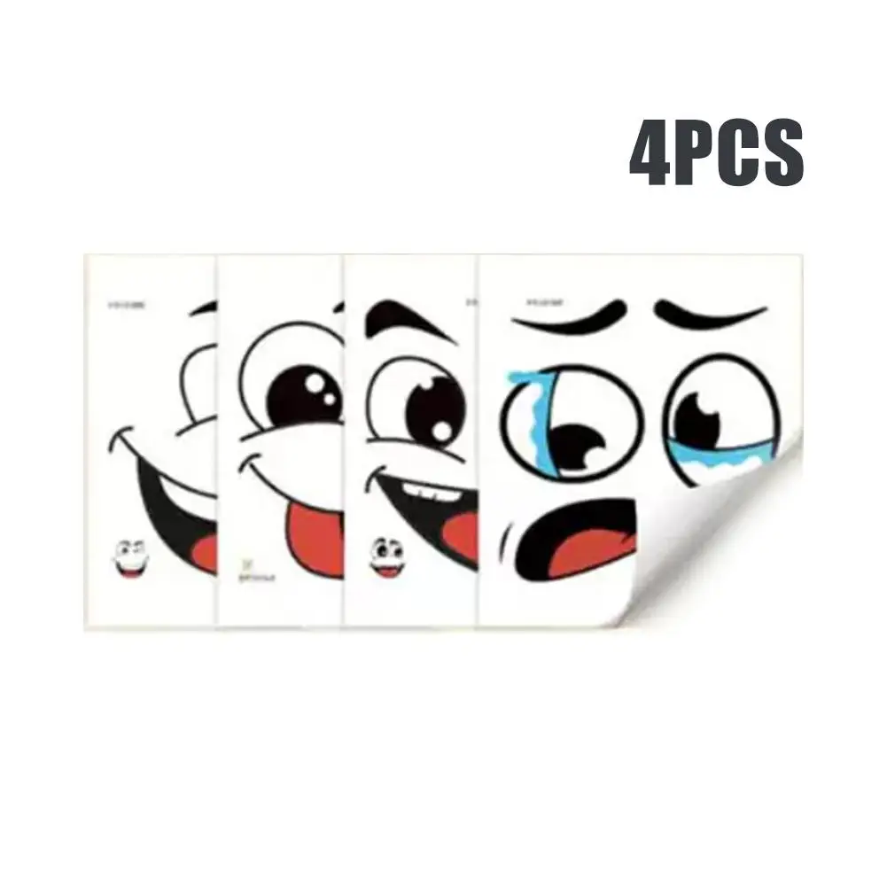 4pcs/Sheet Cartoon Expression Recycling Stickers - Waterproof Self-Adhesive Decals for Trash Can Toilet Lid Decor