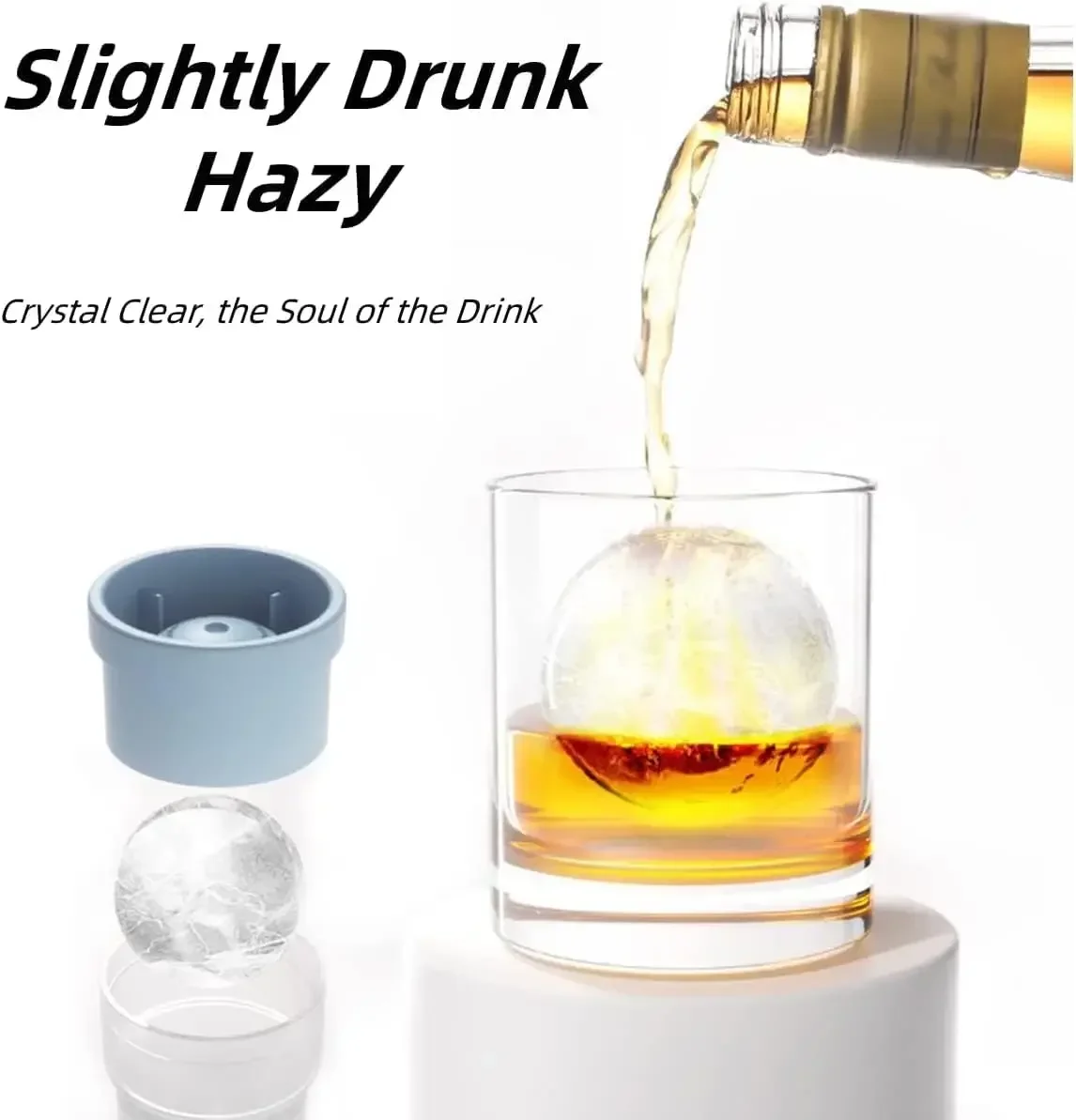 Large Silicone Ice Ball Mold for Whiskey Cocktails Durable Round Ice Cube Tray Home Bar Accessories Freezer Safe Set
