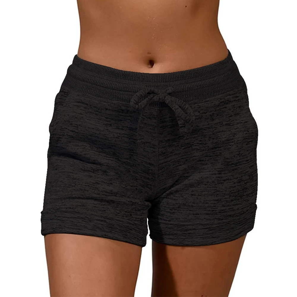Women Ultra Thin Solid Athletic Shorts Quick-dry Summer Casual Pockets Elastic Waist Sweatpants Fitness Loose Sporty Shorts