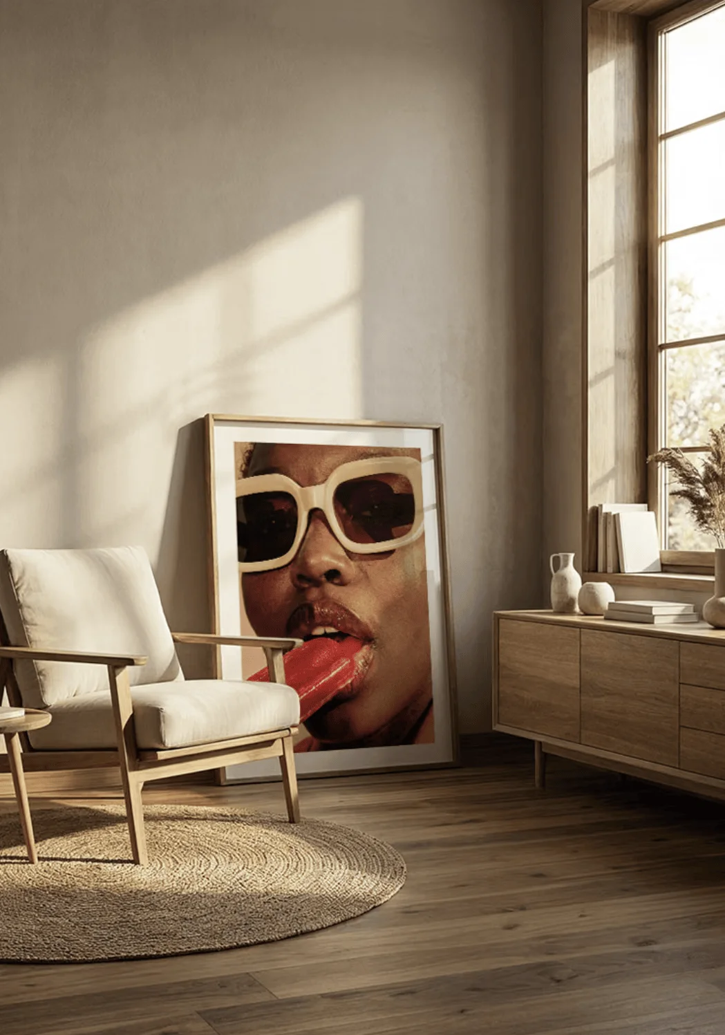 Wall Art Canvas Prints Posters Decor, Fashion Portrait Sunglasses Red Popsicle Print, Bedroom Living Room Bar Cafe Wall Decor