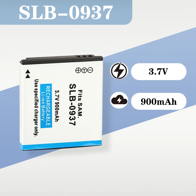 900mAh 3.7V SLB-0937 Li - Ion Battery for Samsung Digital Cameras - Full Decoded，Compatible with CL5, I8, L730, L830, NV33
