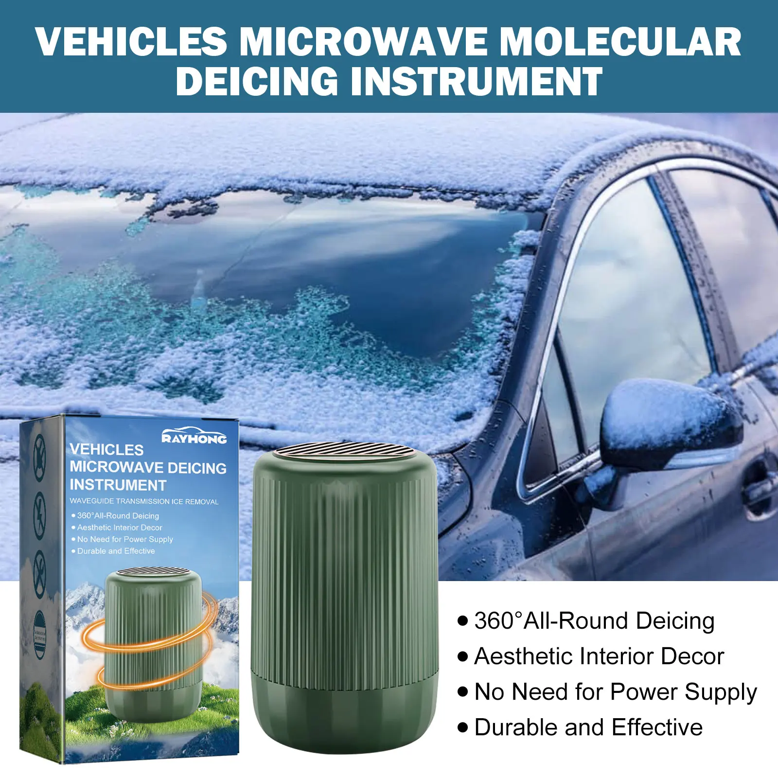 Car Window Glass Anti Freeze Device Winter Ice Snow Removal Microwave Molecular De-icing Instrument Portable Car Heater