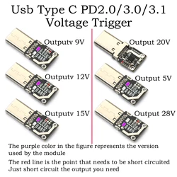 140W 5A USB TYPE-C QC PD Decoy Voltage Triggers PD TO DC 5V 9V 12V 15V 20V 28V 48V CABLE Fast Charging Charger Power Supply TEST