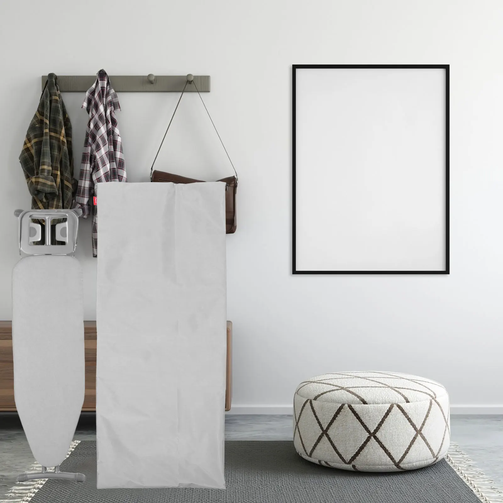 Klappbares Bügelbrett, 125 x 40 cm, graue Aufbewahrungsabdeckung, hitzebeständige Tasche, wasserdicht, staubdicht, Reiseetui, schützendes Zuhause