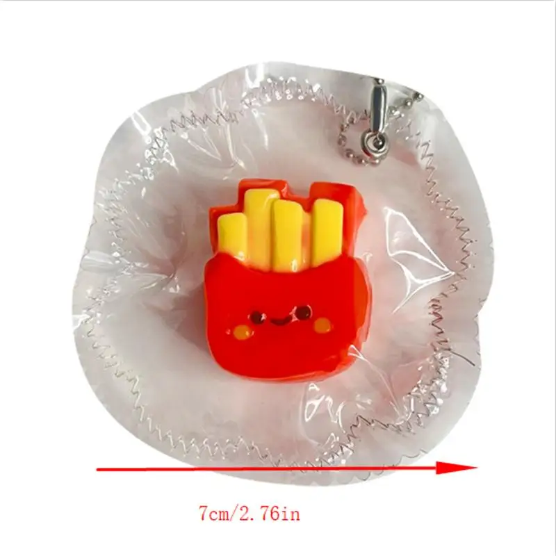 Stressverlichting Knijpspeeltje in schattig hamburger- en frietjesontwerp; Op siliconen gebaseerd met sleutelhanger, een perfect leuk decompresiecadeau