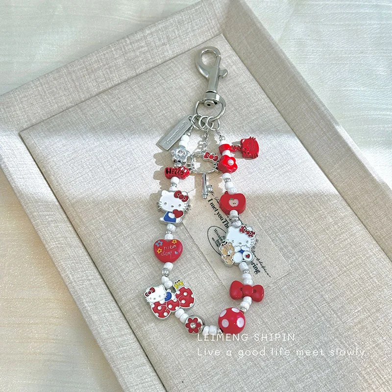 

Hello Kitty Keychain Cute Sweet Anime Cartoon Women Versatile Mobile Pendant Bag Charm Toy Decoration Kawaii Girl Gift Wholesale