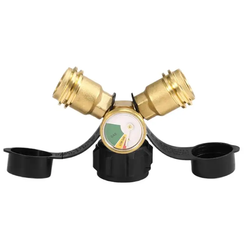 

Propane Tank Splitter 2-Way QCC Connector For Propane Tank Cylinders QCC Replacement Parts With Gauge Shut-Off Valve Stoves