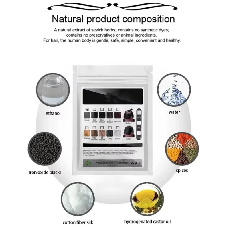 Hair Fiber 27.5g Keratin Hair Fiber Thickening Powder Hair Building Fiber Spray Instant Regrowth Powder Hair Loss Conceale