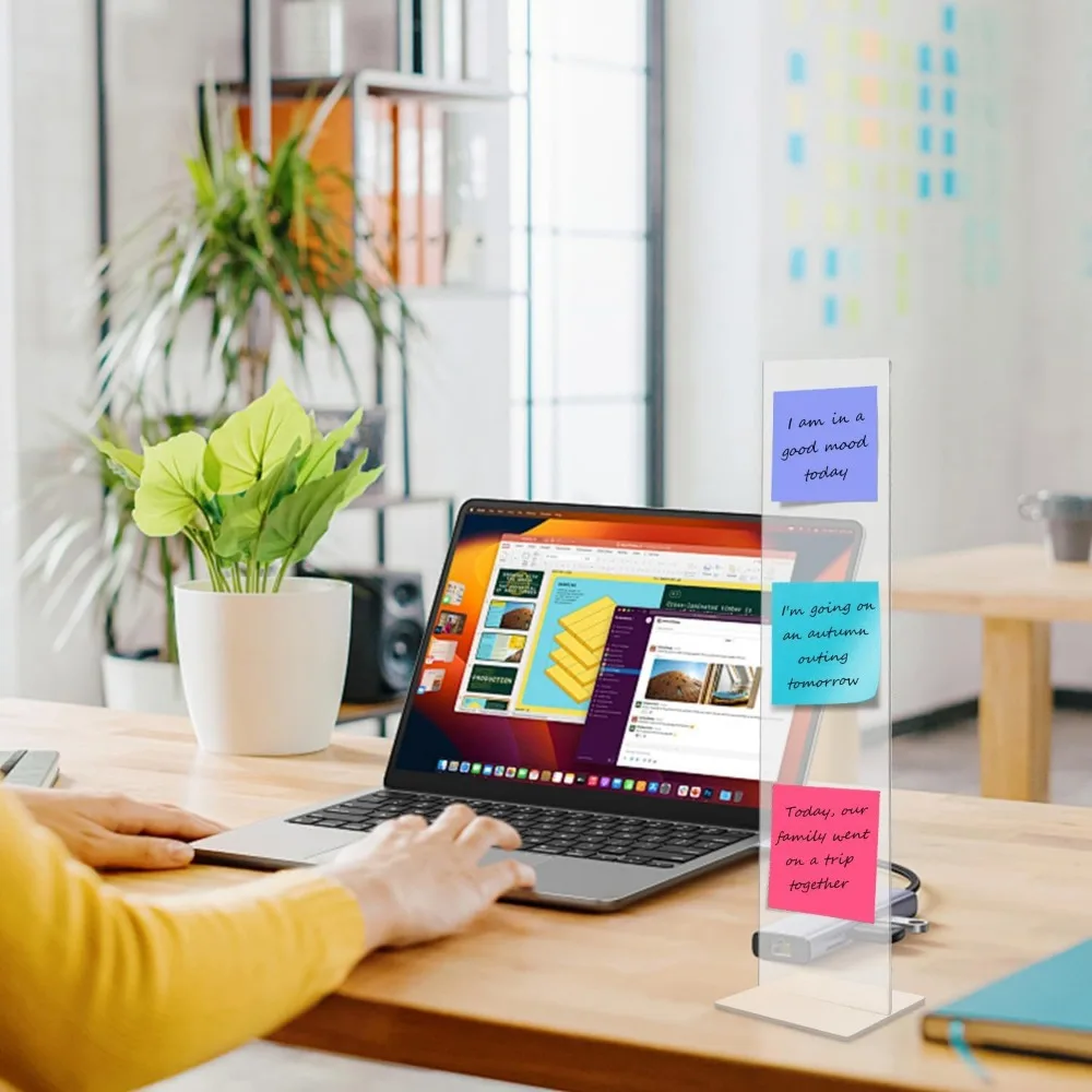 لوحة مذكرة وشاشة أكريليك قابلة للفصل وحامل لوحة رسائل مذكرة بواسطة شاشة الكمبيوتر وحامل مذكرة لاصق ولوحة رسائل تذكير fo #6