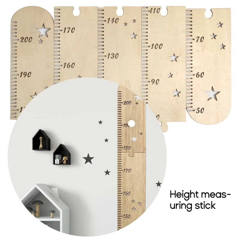 1Set Nordic Wooden Kids Height Growth Chart Ruler Baby Children Height Gauge Room Decoration Wall Meter Measurement Dropshipping