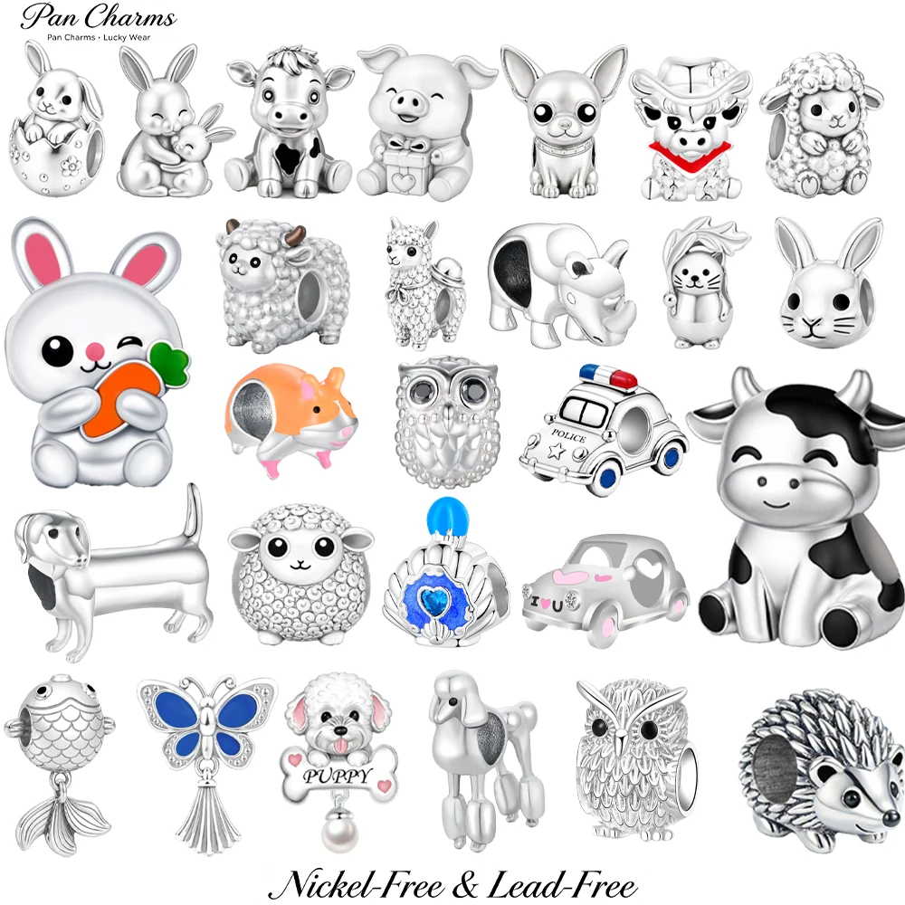 Pan Charms Cow Sheep Pet Animal Lover Pendant Beads Fit Original Bracelet Jewelry DIY Birthday Valentine Gift for Women Her Love