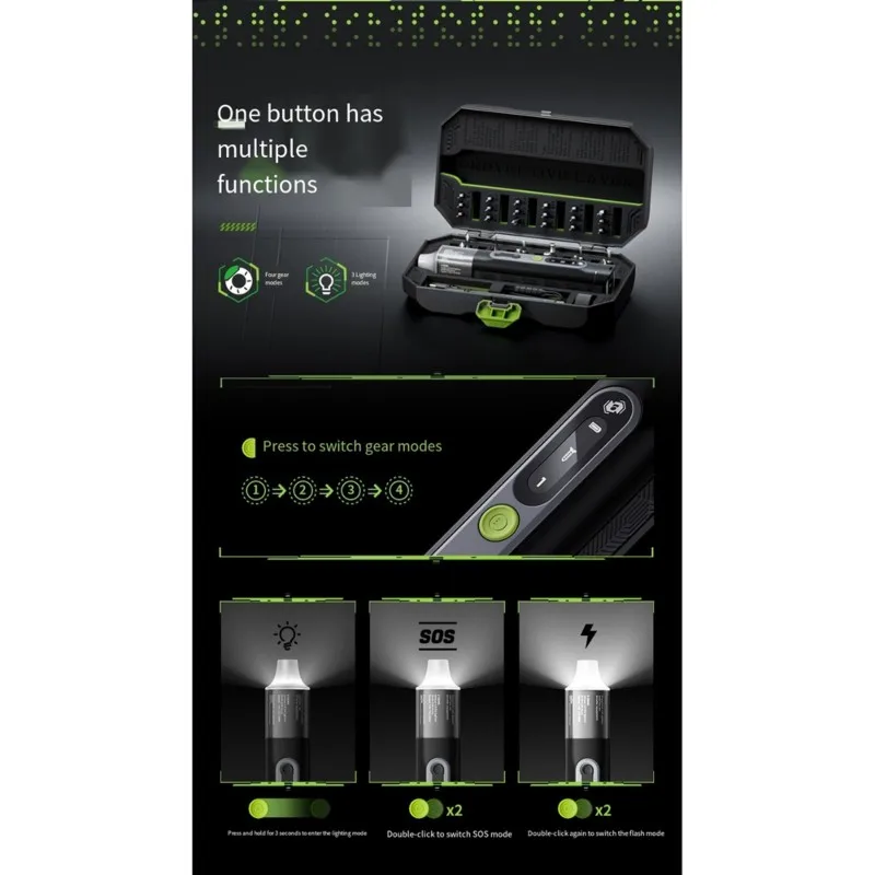 ABGR-JAKEMY 1Set Electric Screwdriver Set JM-8196, 3.7-4.2V Rechargeable Straight Handle Home Use