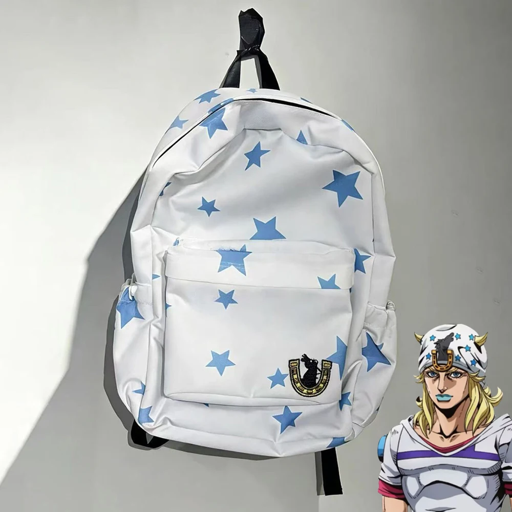 Anime JOJO Steel Ball Run Johnny Joestar Cospaly Bag Students White Nylon Shoulder Bags Travel Backpack Unisex Handbag Prop