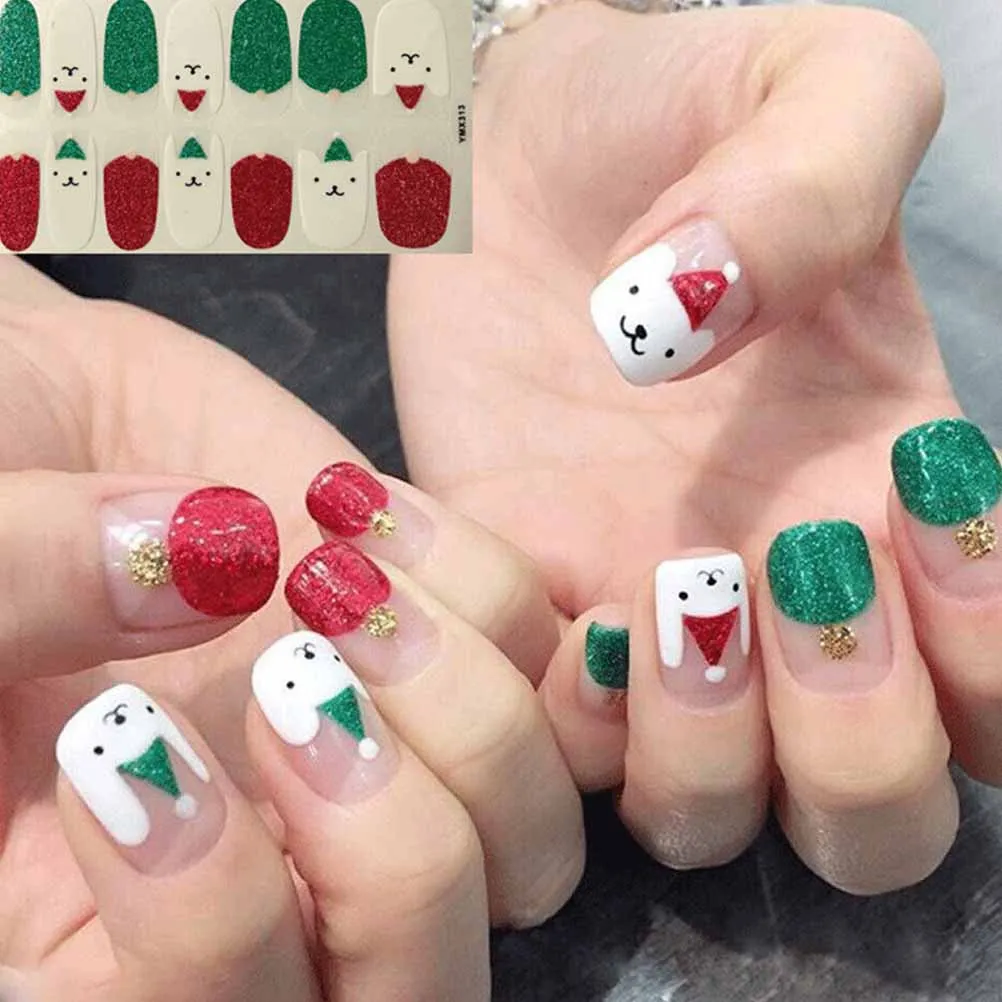 

6Pcs Christmas Snowman Nail Wraps Sticker Elegant DIY Nail Art Decals for Holiday Party Home Manicure Women Size M