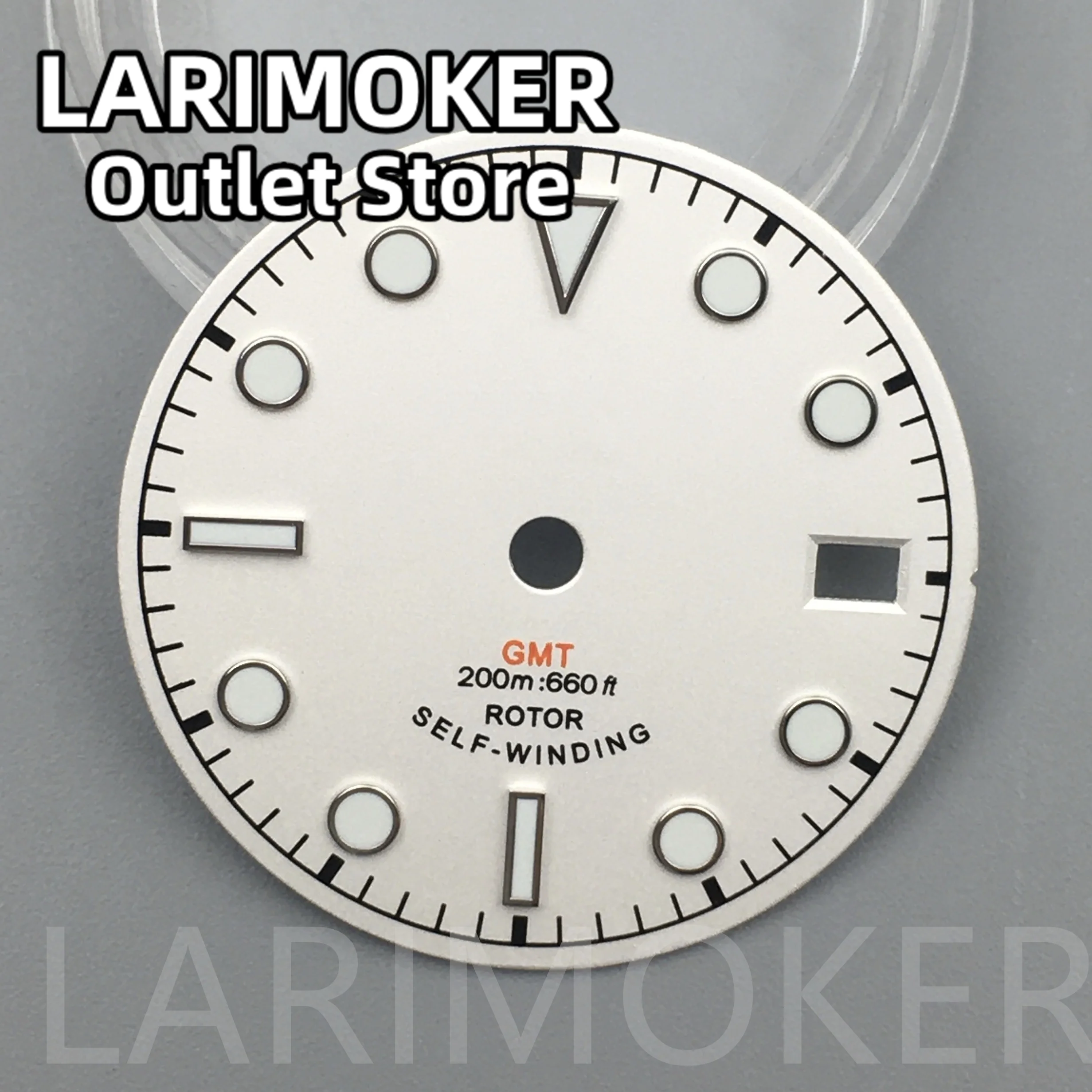 LARIMOKER 29mm white black dial GMT four hands green luminous watch dial for NH34 Movement watch accessories repair tool