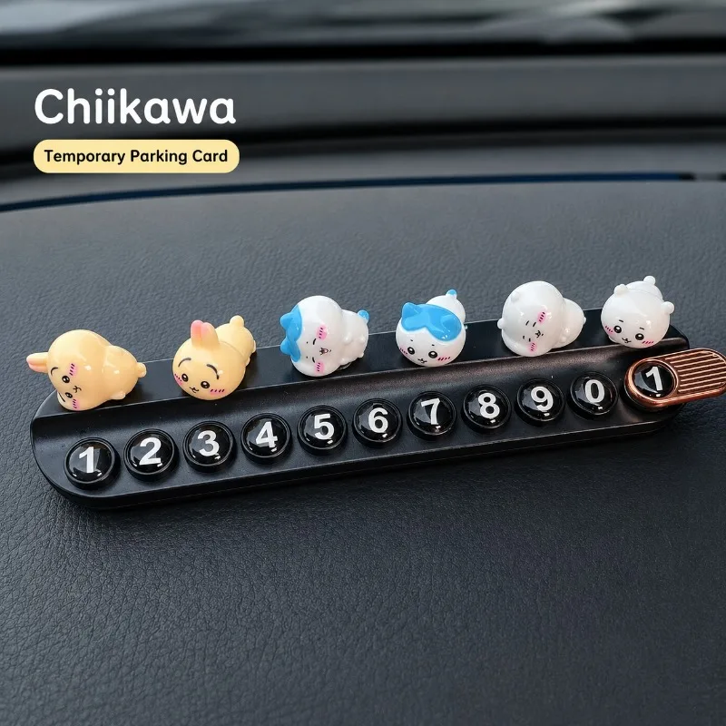 Kawaii Chiikawa Car Parking Phone Number Plate Hidden Temporary Parking Card Dashboard Contact Number Display Car Interior 2026 - view 2