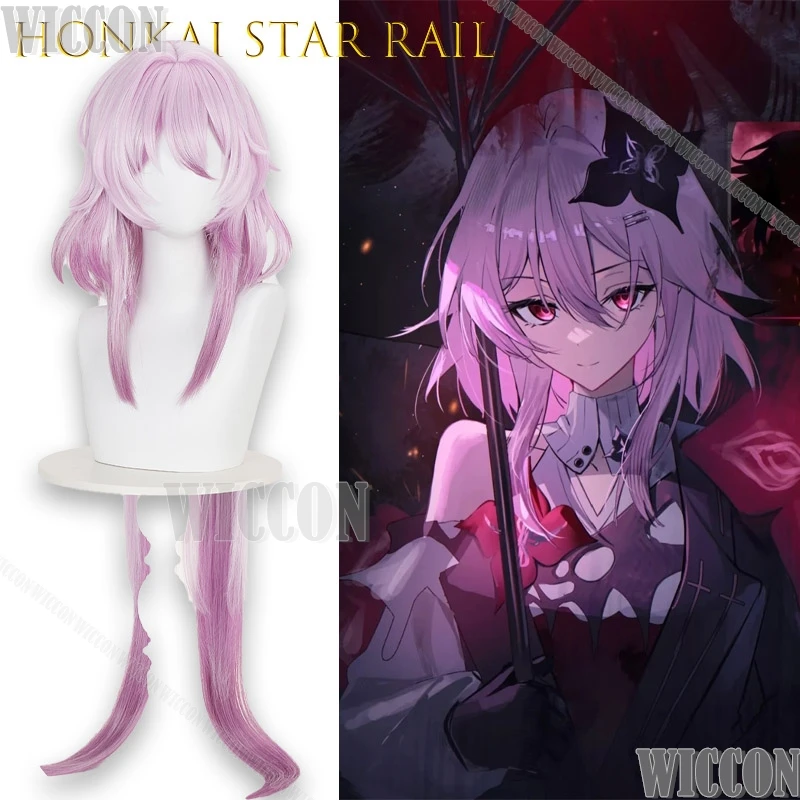 Evernight 7 марта Honkai Star Rail Game Косплей Парик Penacony Градиент Синтетическая отделка головы Двойной карнавальный наряд на Хэллоуин