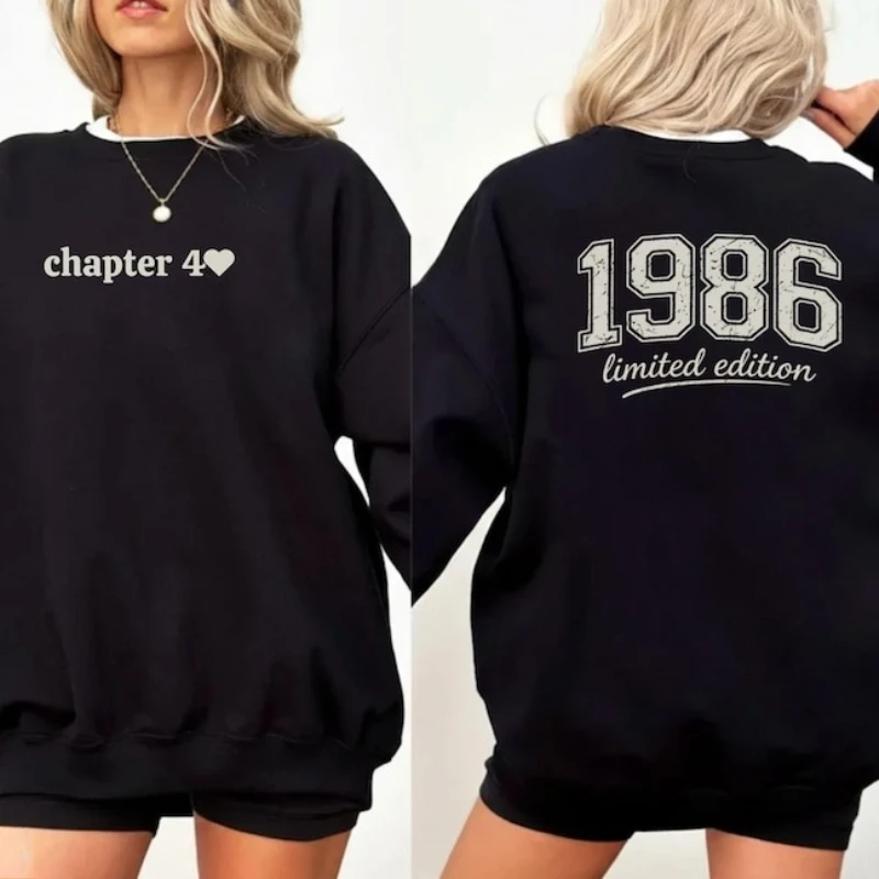 

Индивидуальная осенне-зимняя толстовка, лимитированная серия «Глава 40», парная толстовка с капюшоном, персонализированная, 1986 год, подарок на 40-летие для нее