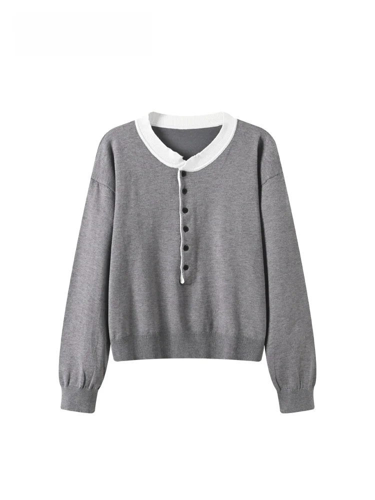 

plus Size Women's round Neck Long Sleeve Knitted Sweater Spring New Style Versatile Slimming Age-Defying Top for Plump Sister