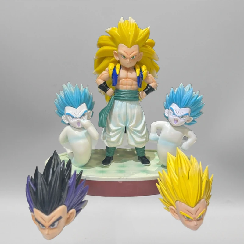 

Anime Trunks Dragon Ball Z Action Figures Gotenks Super Saiyan 3 Figurine GK Model with 3 Head Sculptures PVC Collection Toys