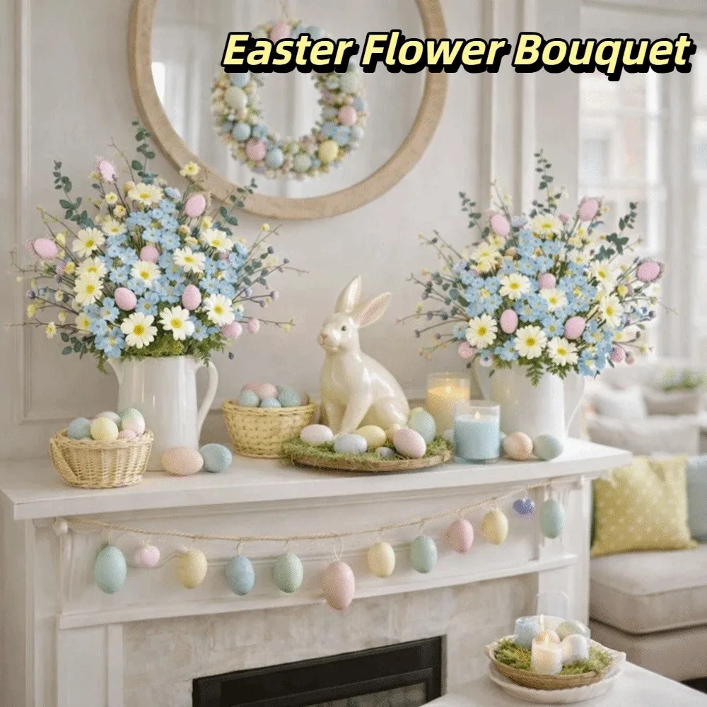 

Floral Arrangement Realistic Easter Flower Bouquet Colorful DIY Easter Egg Decor Decorative Simulated Eggs Bouquets Home Decor
