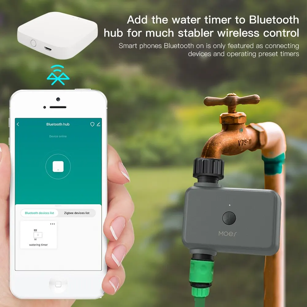 Moes Smart Tuya Bluetooth Watertimer Regen Vertraging Programmeerbare Irrigatietimer met Automatische en Handmatige Watering