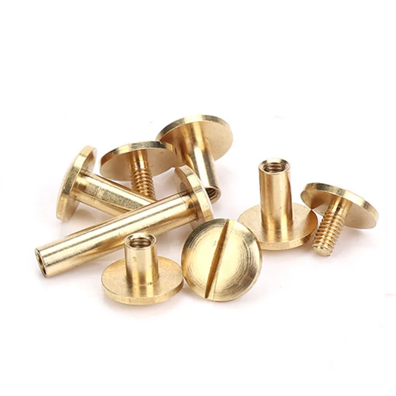 10pcs Solid Brass Binding Chicago Screws Nail Stud Rivets For Photo Album Leather Craft Studs Belt Wallet Fasteners 10mm cap