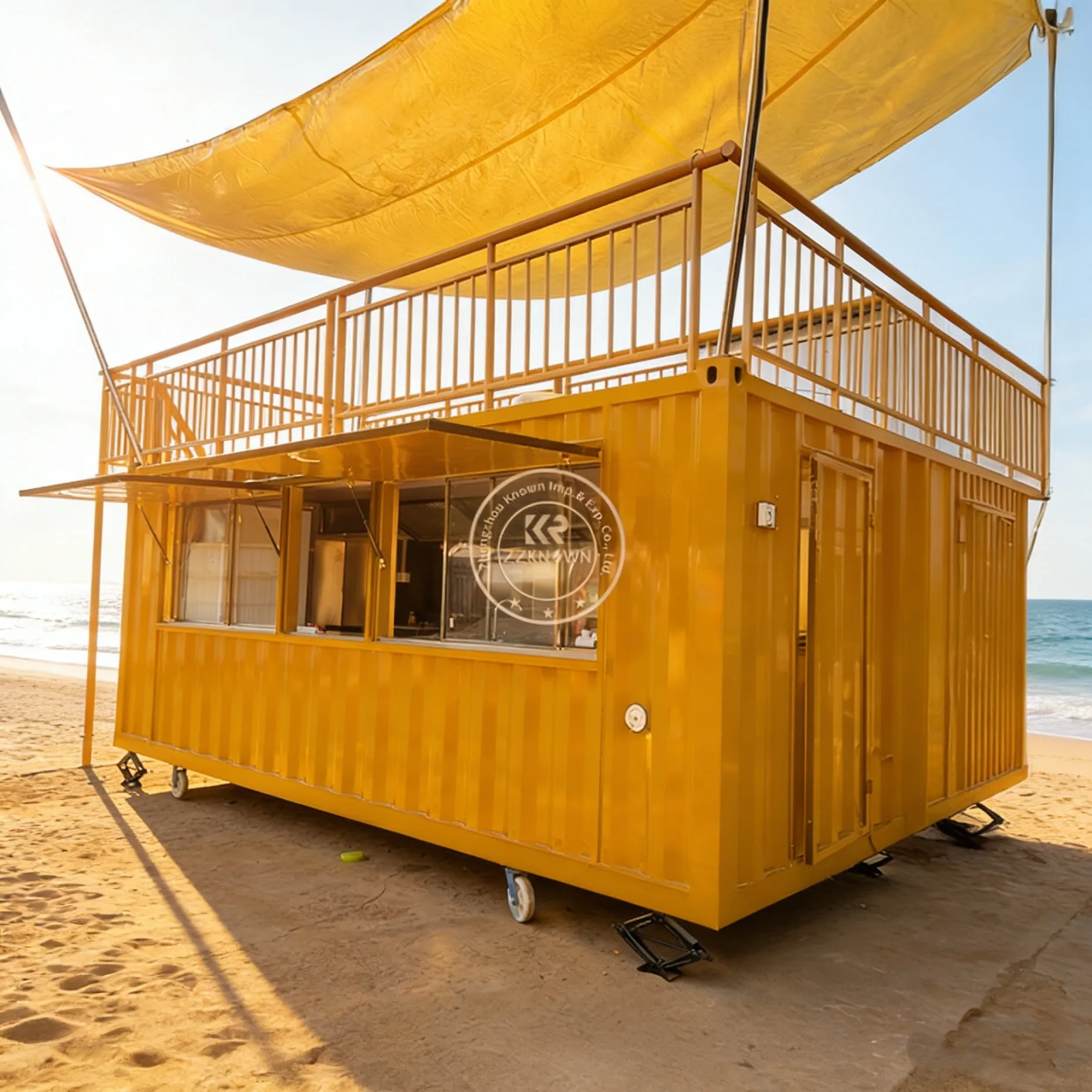 Expandable Food Truck Container with Stage Upper Deck Mobile Bar Kitchen for Outdoor Events Commercial Kitchen Truck