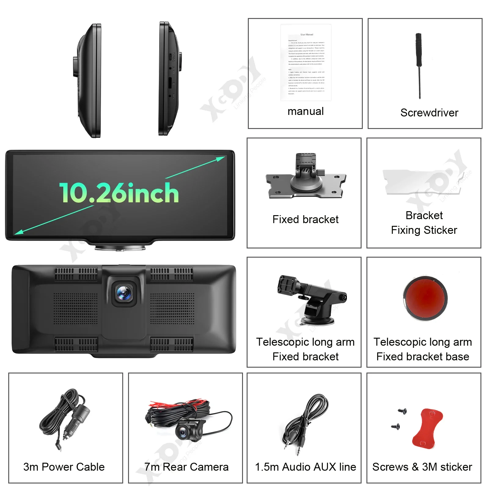 ESSGOO 10.26 Universele draagbare draadloze Carplay autoradio Multimedia WIFI videospeler Schermcamera touchscreen