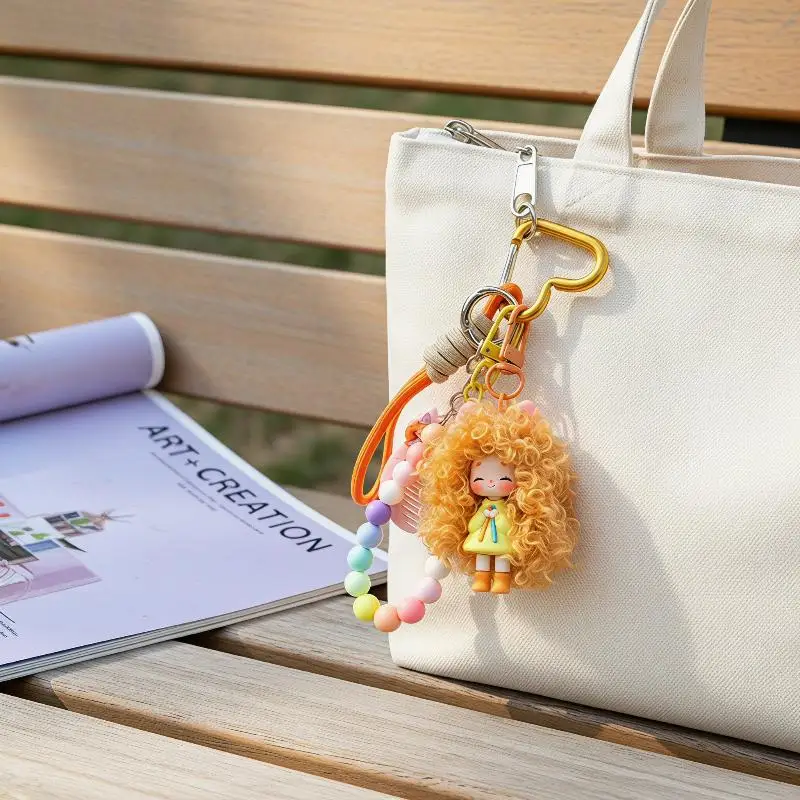Cartoon Flauschiges Haar Coole Mädchen Schlüsselanhänger - Milchtee-Serie Schlüsselanhänger Taschenzubehör für Trendige Mädchen als Kreatives Geschenk – Detail 2