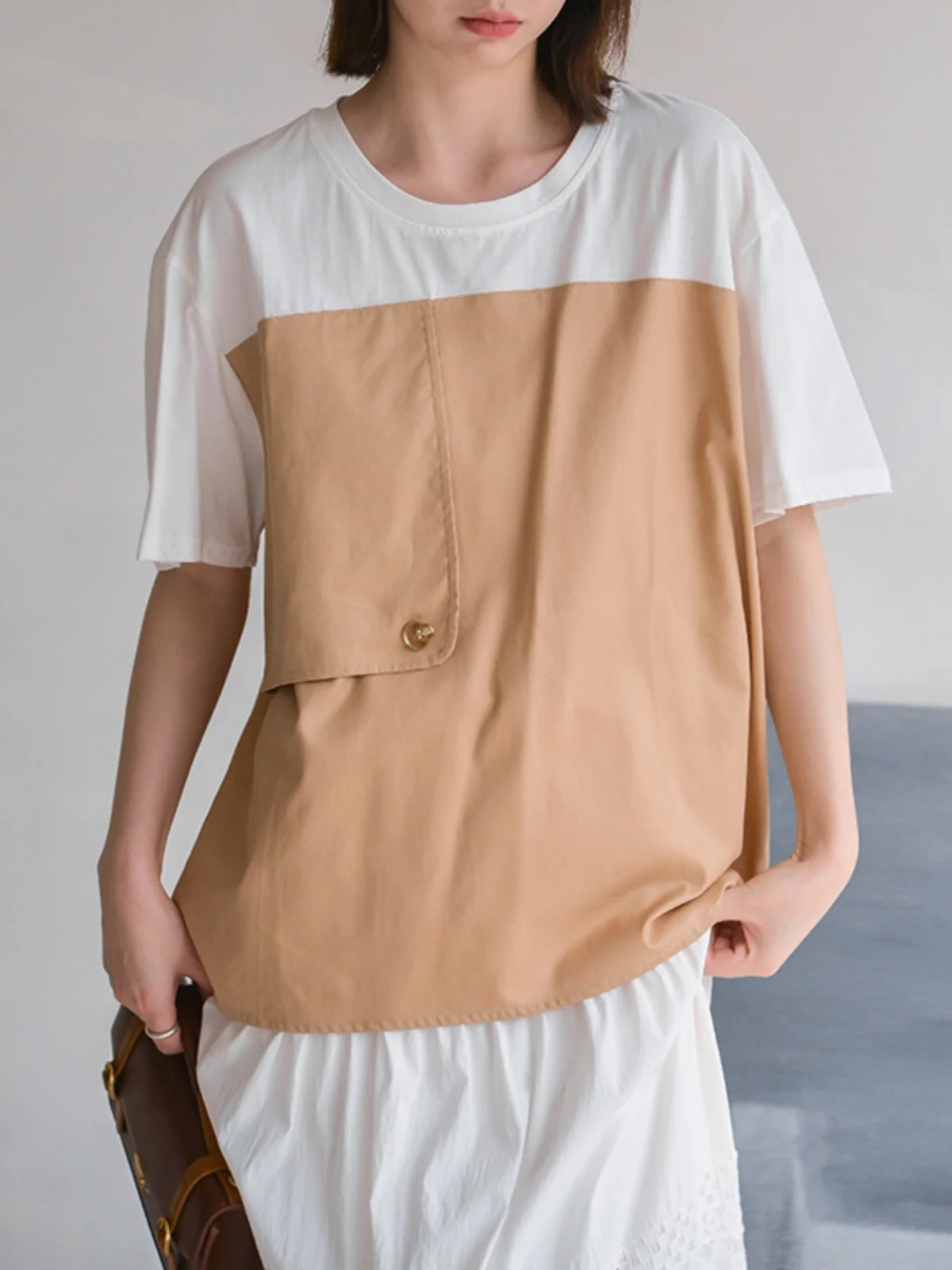 Camiseta de Algodón Phil Dan ort Sve, Diseño de Parches, Color Suelto, Estilo Delgado, Personalizada, para el Trabajo, Verano