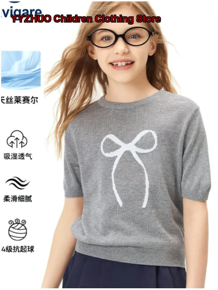 Navigare Women Girls Summer Short Sleeves T-Shirt with Italian Sailboat Pattern Lyocell Kids