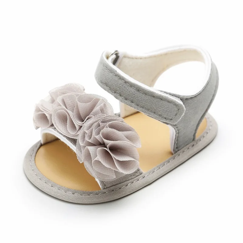 Jlong Summer Newborn Baby Shoes Girls Flower Lace Sandals Fashion Toddler Soft-soled Non-slip Infant Crib Shoes 0-18 months