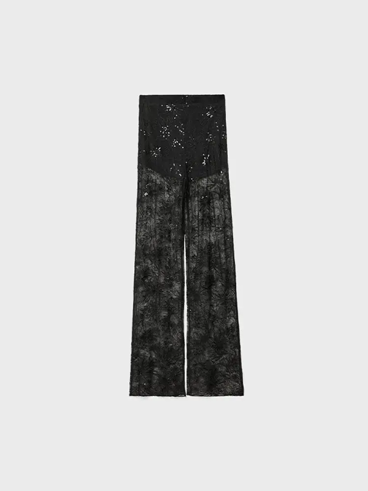 الخريف موضة السراويل القوطية للنساء عادية الدانتيل نمط فضفاض منظور نمط أسود الشارع الشهير 2025 جديد مثير سراويل طويلة #5