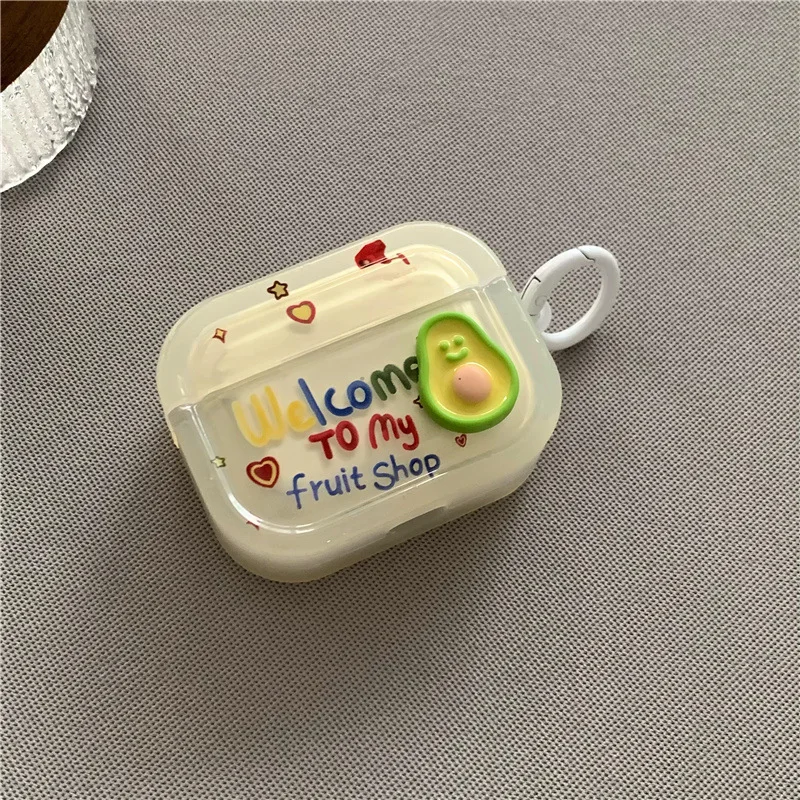 เคสหูฟังตกแต่งลายอะโวคาโดน่ารักการ์ตูนสำหรับ Apple เคส Pro2 airpod 3 3rd Generation airpod 2 1