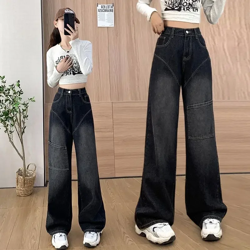 

Wide Pants Cowboy Pants for Women Jeans Y2k Women's Clothing 2024 High Waisted Jeans Woman 90s Clothes Harajuku Fashion A893