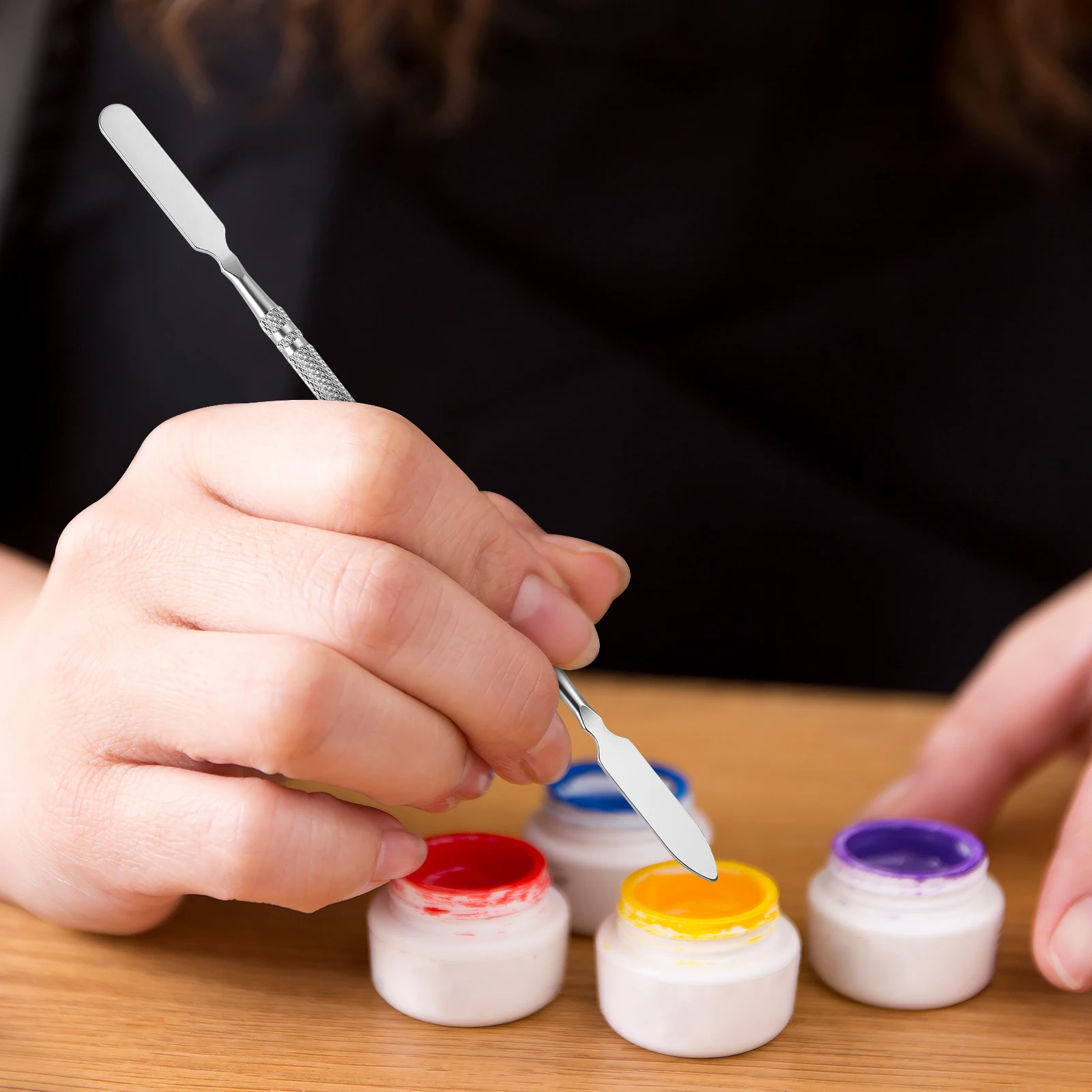 

Embossed Stick Foundation Mixing Rod Concealer Tool Stainless Steel Makeup Brush Long Lasting Easy Clean Stylish Lovely