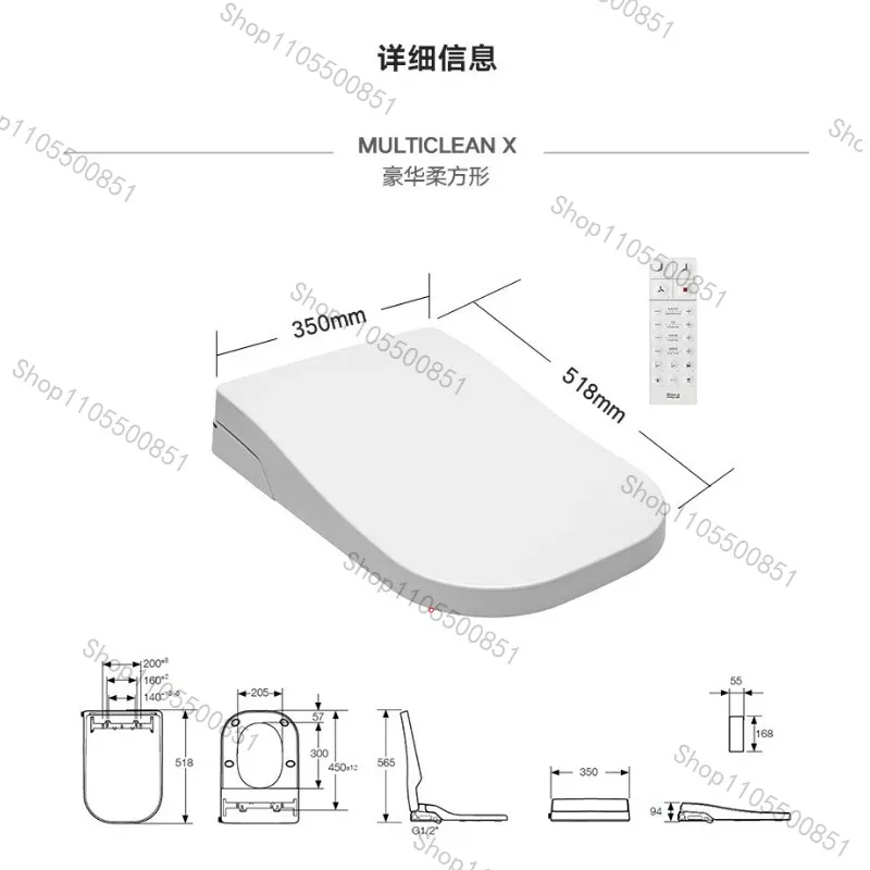 Smart Toilet Seat Lid 2 Waterproof Electric Toilet Cover Antibacterial Smart Heated Bidet Toilet Seat W/ Remote Control