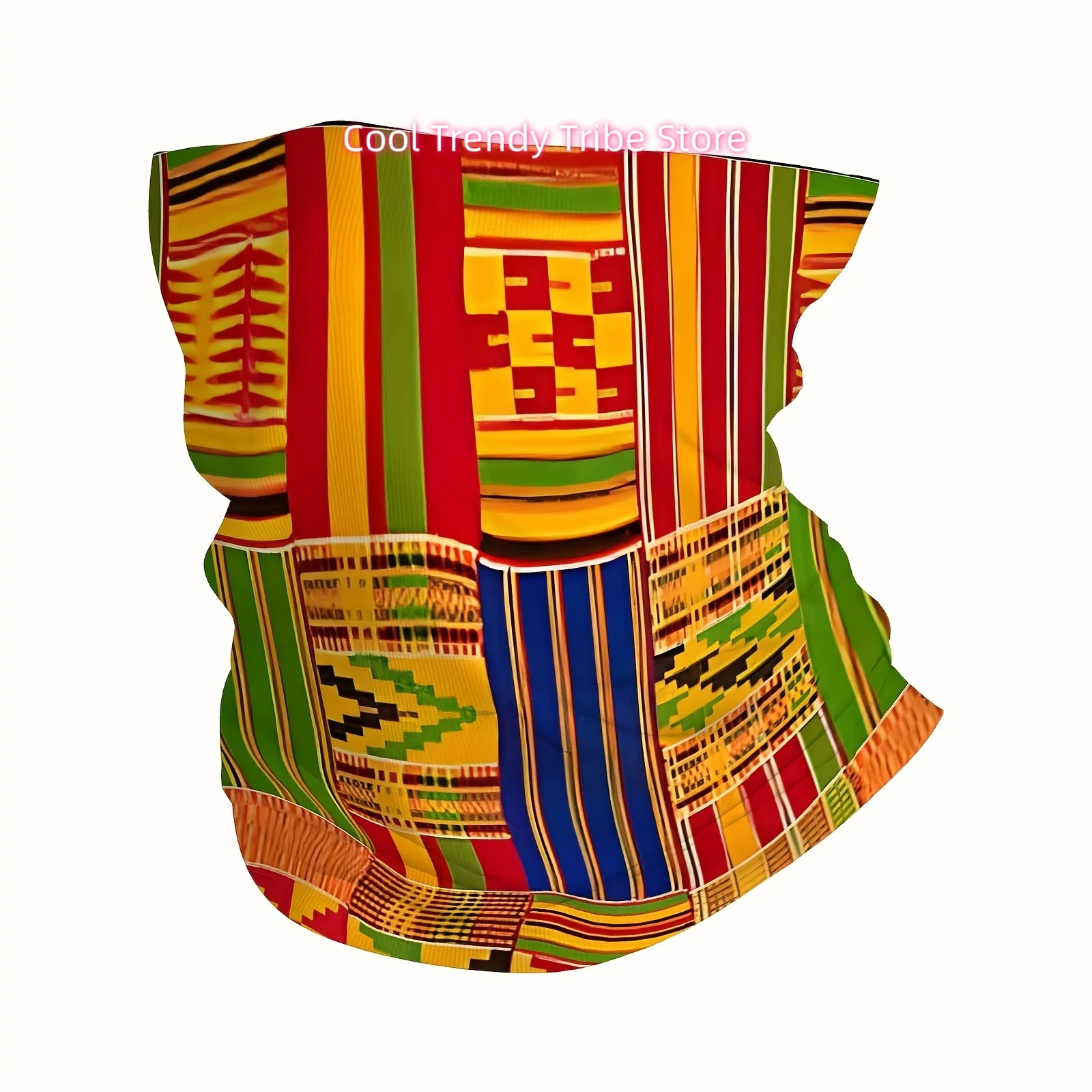 African, Kente Cloth, Patterned Fabric Multi Functional Print Scarf Men Women Unsix Mask Neck Mask Holiday Events Gifts for Frie
