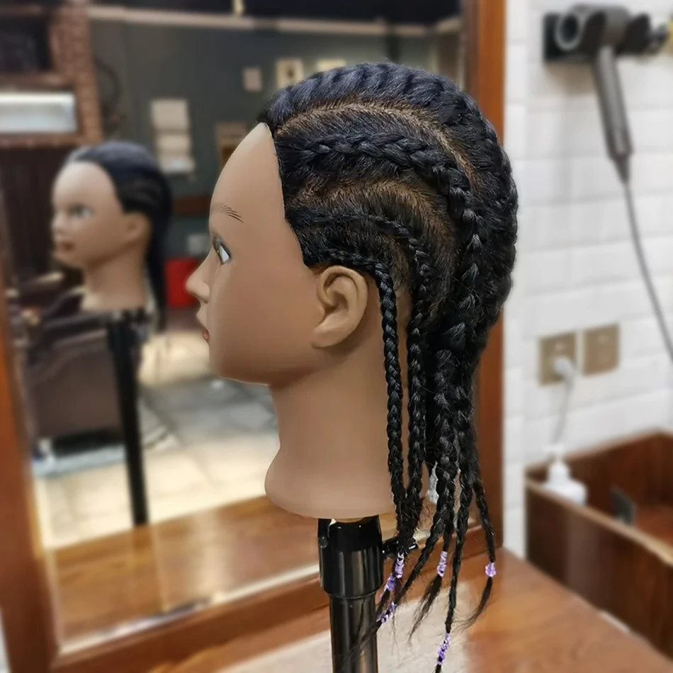 

100% Real Hair Mannequin Head With Table Clamp Stand Yaki Hair Cosmetology Doll Head For Hairdresser Practice Braiding Training