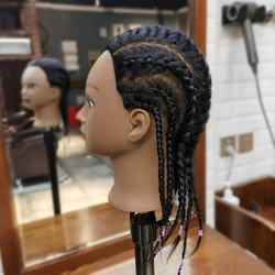 100% Real Hair Mannequin Head With Table Clamp Stand Yaki Hair Cosmetology Doll Head For Hairdresser Practice Braiding Training