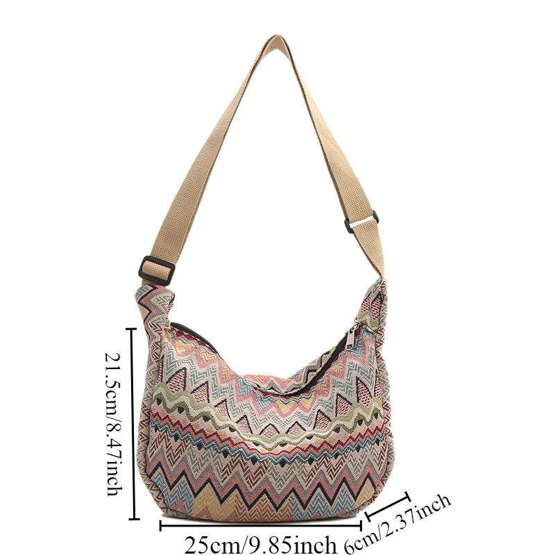 Simple and Stylish Canvas Shoulder Bag with Adjustable Strap, Stitched Embroidery, Foldable and Spacious