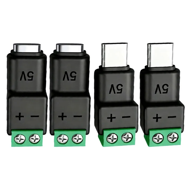 Type C Male 5V To 2 Pin No Solder Green Terminal Adapter Quick Connection Head For Charging Phones Tablets And More Tool