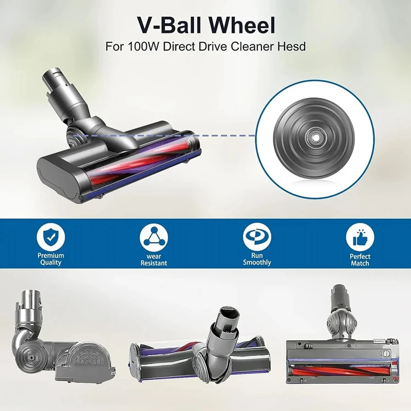 Ruedas de bola en V para aspiradora Dyson V10, V11, V15, 100W, cabezal de limpieza de accionamiento directo, rueda de repuesto, piezas de accesorios