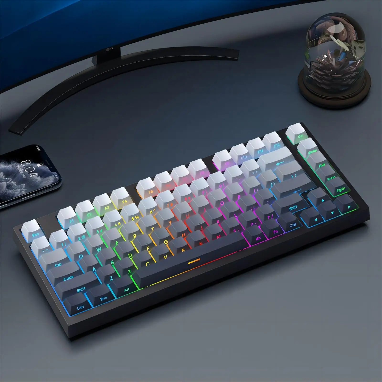 Side Print Shine Through Keycap Set 133 Keys Cherry Profile Double Shot PBT Keycaps for MX Switch Mechanical Gaming Keyboard